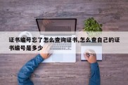 证书编号忘了怎么查询证书,怎么查自己的证书编号是多少